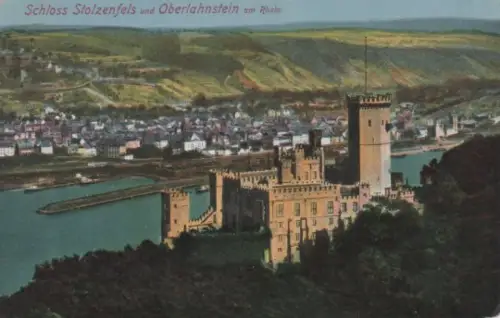 Schloss Stolzenfels und Oberlahnstein am Rhein - ca. 1935