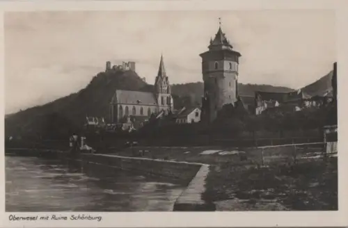 Oberwesel - mit Ruine Schönburg - ca. 1950