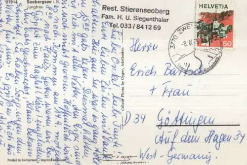 Schweiz - Jungfrau - Schweiz - Seebergsee