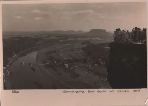 Elbsandsteingebirge - Bastei Aussicht mit Lilienstein - 1957