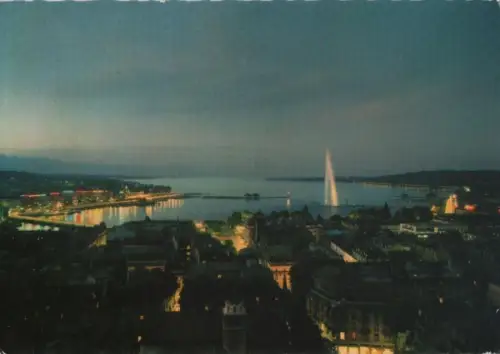 Schweiz - Schweiz - Genf - La rade vue de nuit - 1969