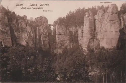 Sächsische Schweiz - Bastei, Blick vom Gansfelsen - ca. 1935