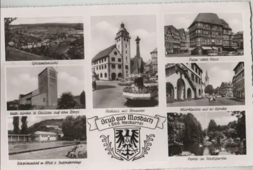 Mosbach - u.a. Rathaus mit Brunnen - ca. 1960