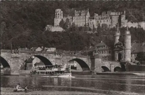 Heidelberg - Alte Neckarbrücke und Schloss - ca. 1960
