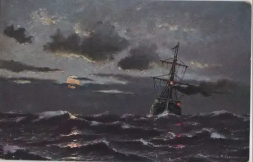 Segelschiff bei Mondschein