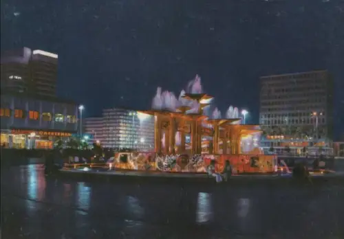 Berlin-Mitte, Alexanderplatz - nachts - 1975