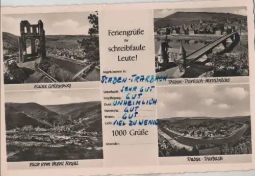 Traben-Trarbach - Blick vom Mont Royal - 1954