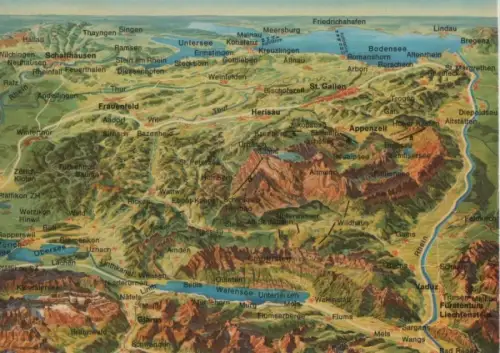 Schweiz - Schweiz - Nordostschweiz - Vogelschaukarte - ca. 1980