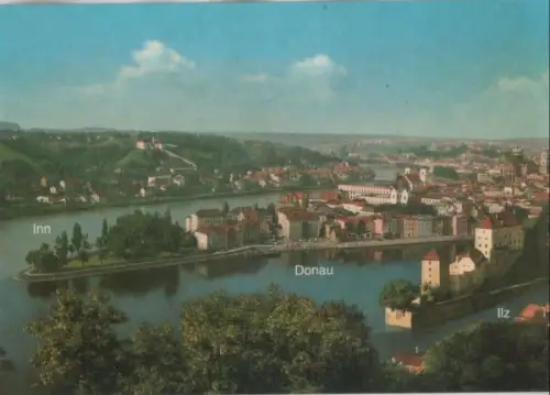 Passau - Zusammenfluß von Donau, Inn und Ilz - ca. 1980