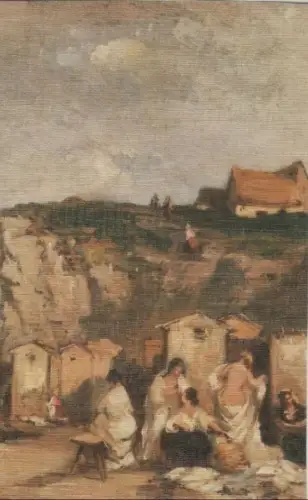 Menschen vor Hütten - ca. 1980