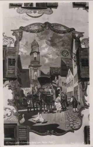 Mittenwald - Wandmalerei am Hotel Post - ca. 1960