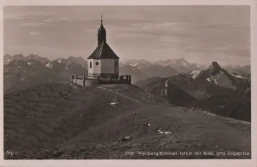 Wallberg - Kircherl mit Blick gegen Zugspitze - ca. 1960