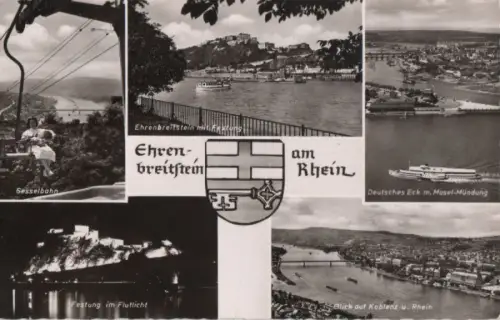 Koblenz, Ehrenbreitstein - mit Deutschem Eck - ca. 1960