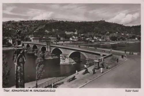 Trier - Römerbrücke mit Konstantinsäule - 1954