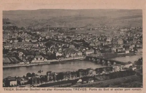 Trier - Südlicher Stadtteil mit Römerbrücke - ca. 1935
