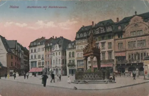 Mainz - Marktplatz mit Marktbrunnen - 1919