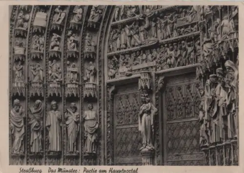 Frankreich - Frankreich - Strasbourg - Das Münster, Partie am Hauptportal - ca. 1955