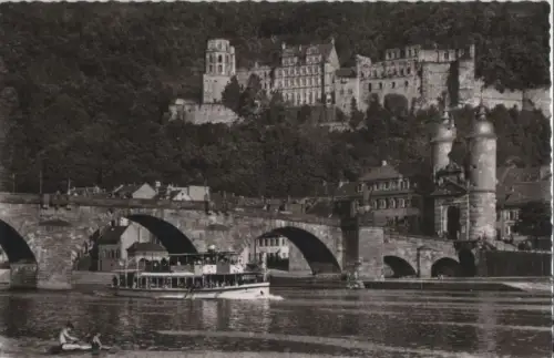Heidelberg - Alte Neckarbrücke und Schloss - ca. 1960