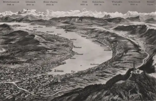 Schweiz - Schweiz - Zürichsee - Reliefkarte - ca. 1960