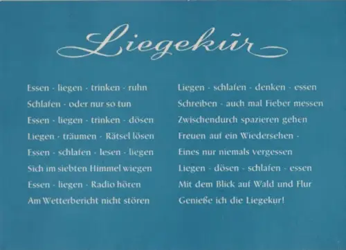 Liegekur Tätigkeiten
