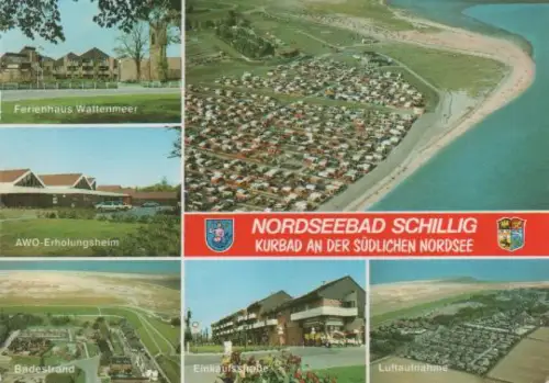 Wangerland - Ferienhaus Wattenmeer, AWO-Erholungsheim, Badestrand, Einkaufsstraße, Luftaufnahme - 1984