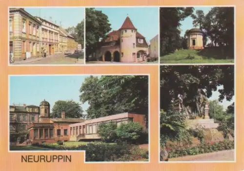 Neuruppin - Rosenstraße, Bahnhof Rheinsberger Tor, Knobelsdorfftempel, Tempelgarten, Fontanedenkmal - 1984