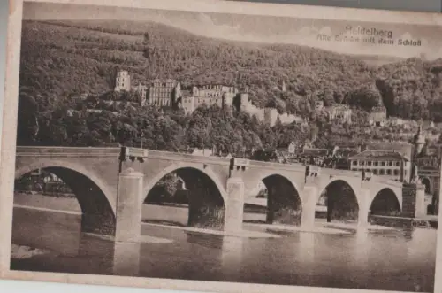 Heidelberg - Alte Brücke mit dem Schloß - ca. 1940