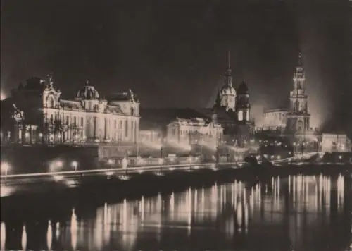 Dresden - Altstädter Ufer im Scheinwerferglanz - 1964
