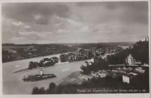 Passau - Zusammenfluß Donau, Inn und Ilz - 1949