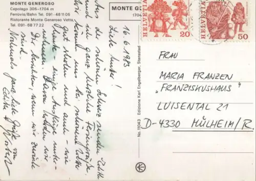 Schweiz - Monte Generoso - Schweiz - Ferrovia-Bahn