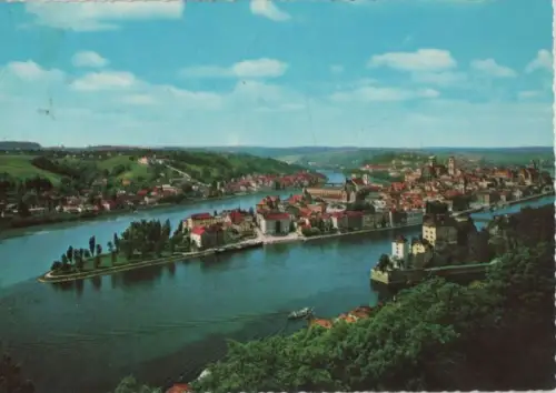 Passau - Ortsspitze mit Zusammenfluß - 1969