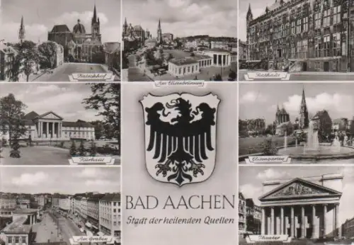 Aachen - Katschhof, Am Elisenbrunnen, Kurhaus, Am Graben, Rathaus, Elisengarten, Theater - ca. 1960