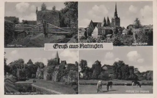 Ratingen - Dicker Turm, Kath. Kirche, An der alten Stadtmauer, Haus zu Haus - 1960