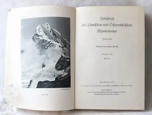 Barth, Hanns: Zeitschrift des Deutschen und Österreichischen Alpenvereins 1933, Band 64. 
