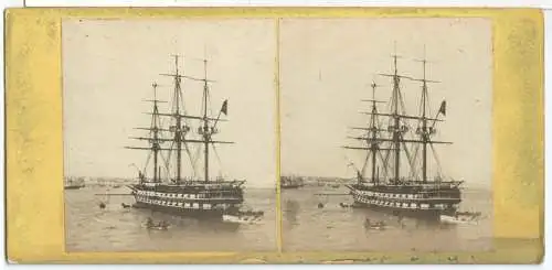 Stereofoto "H.M. SHIP AJAX" Kingston Harbour