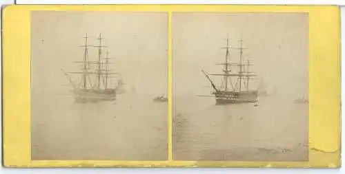 Stereofoto H.M.S.S. Donegal, Conqueror Mars and Diadem