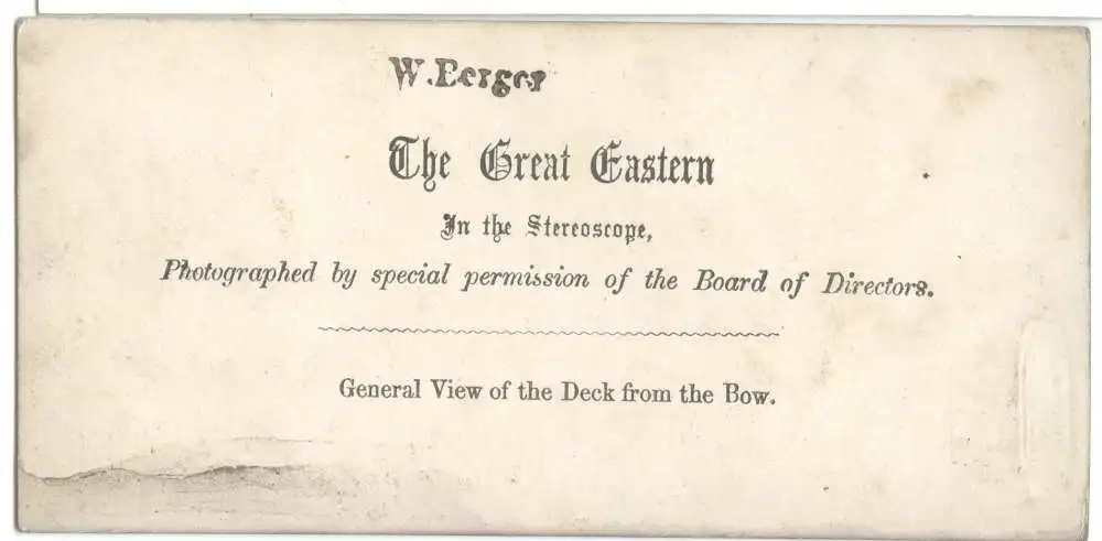 Stereofoto The Great Eastern, General View of the Deck from the Bow 1861 1