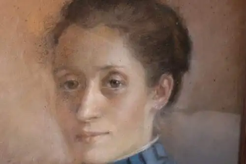  Pastell Portrait einer Frau mit Bilderrahmen 1901