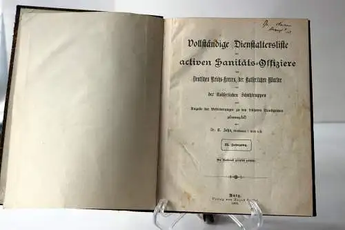 Dr. B.Jahn: Vollständige Dienstaltersliste der activen Sanitätsoffiziere 1906. 