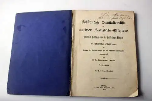 Dr. B.Jahn: Vollständige Dienstaltersliste der activen Sanitätsoffiziere 1900. 