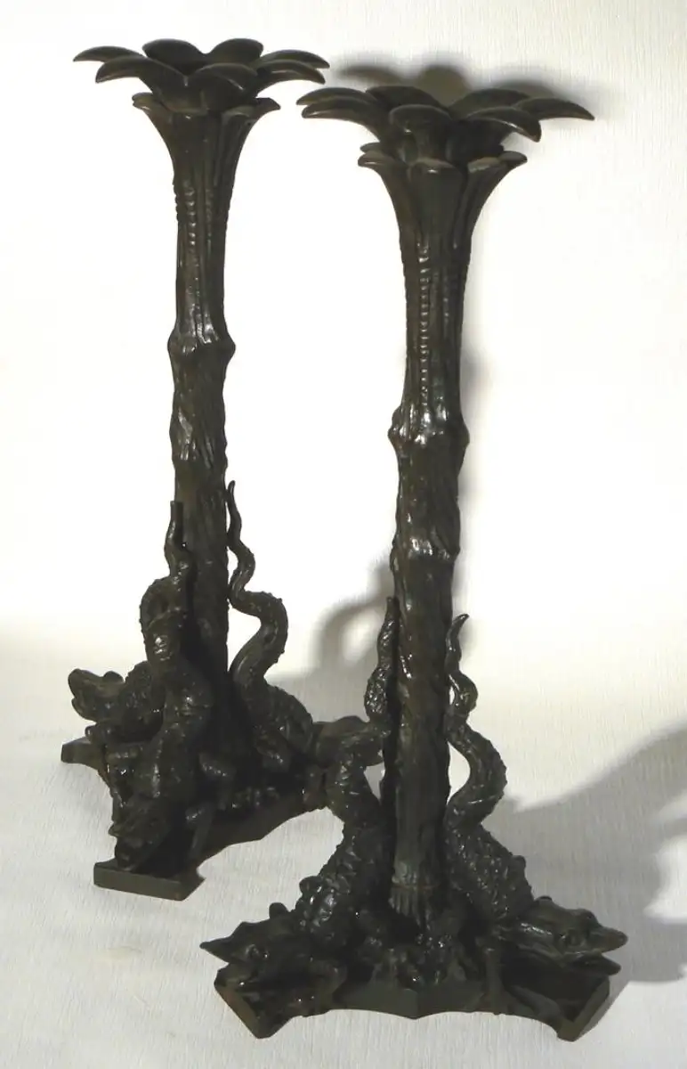 Kerzenleuchter Gusseisen, 2 Stück, um 1890 0