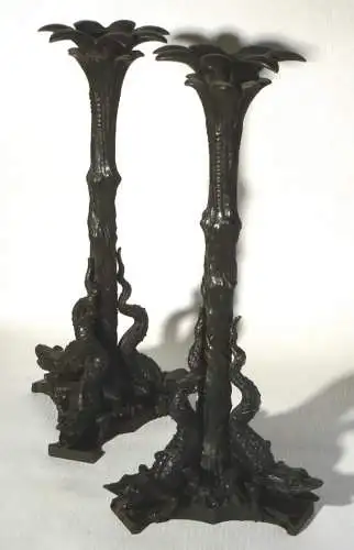 Kerzenleuchter Gusseisen, 2 Stück, um 1890