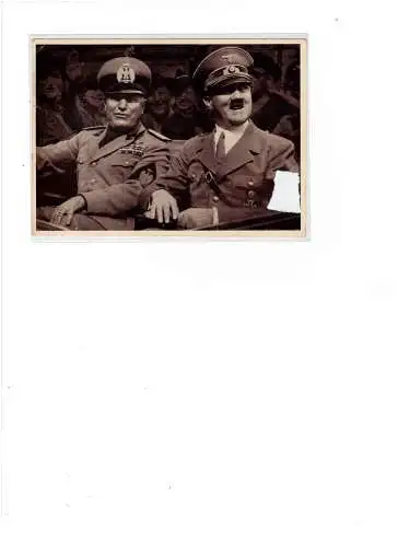 [Echtfotokarte schwarz/weiß] Männer der Zeit - Adolf Hitler und Benito Mussolini - gelaufen mit Sonderstempel München!. 