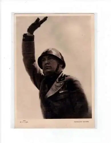 [Echtfotokarte schwarz/weiß] Benito Mussolini. 