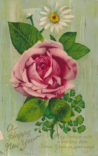 PC24617 Grußkarte. Ein frohes neues Jahr. Blumen. Tuck. Nr. 5057. 1911