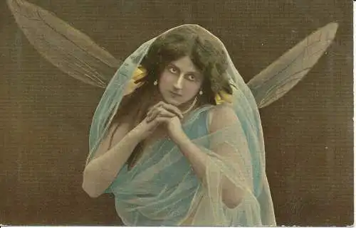 PC2347 alte Postkarte. Frau mit Flügeln. Arnochrom. Nr. 1587
