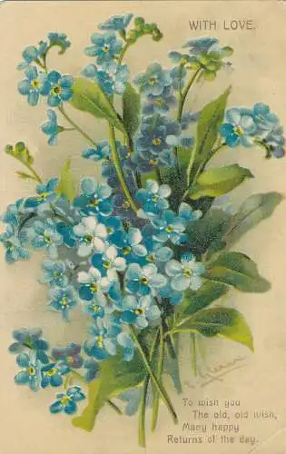 PC24806 Grußkarte. Mit Liebe. Blumen. 1911