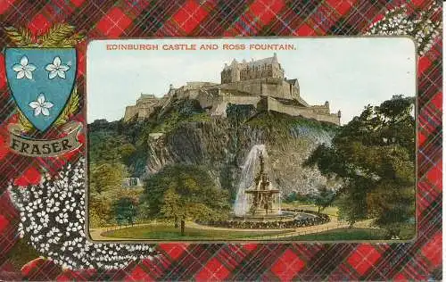 PC25921 Edinburgh Castle und Ross Fountain. Valentinstag. Farbton