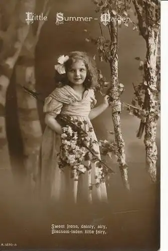 PC26721 Little Summer. Mädchen. Eine mädchenhafte Irene mit Blumen. Drehbar. 1913