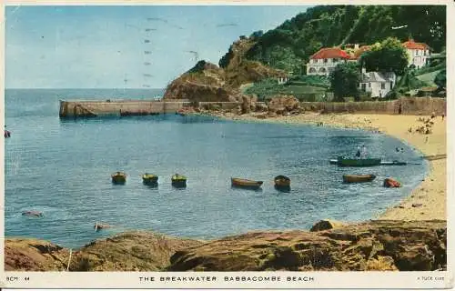 PC27876 The Breakwater. Babbacombe Beach. stecken. 1954